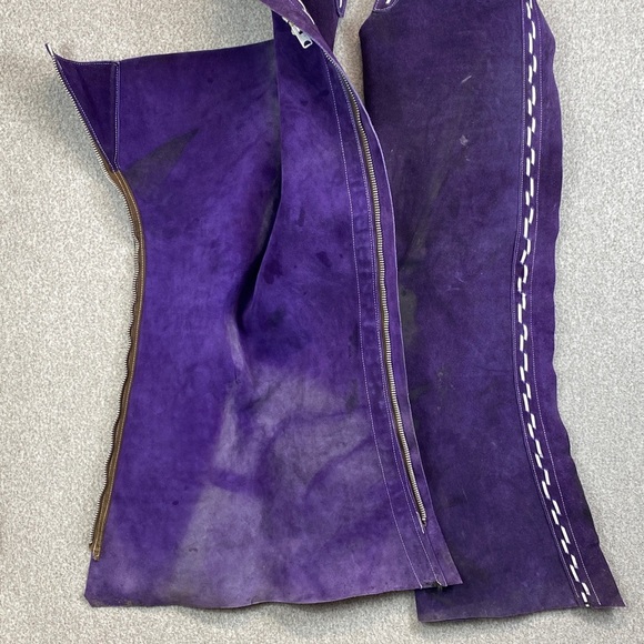 Vintage Rogue Leather Co. purple chaps suede heavy duty rodeo western cowboy - Picture 5 of 12